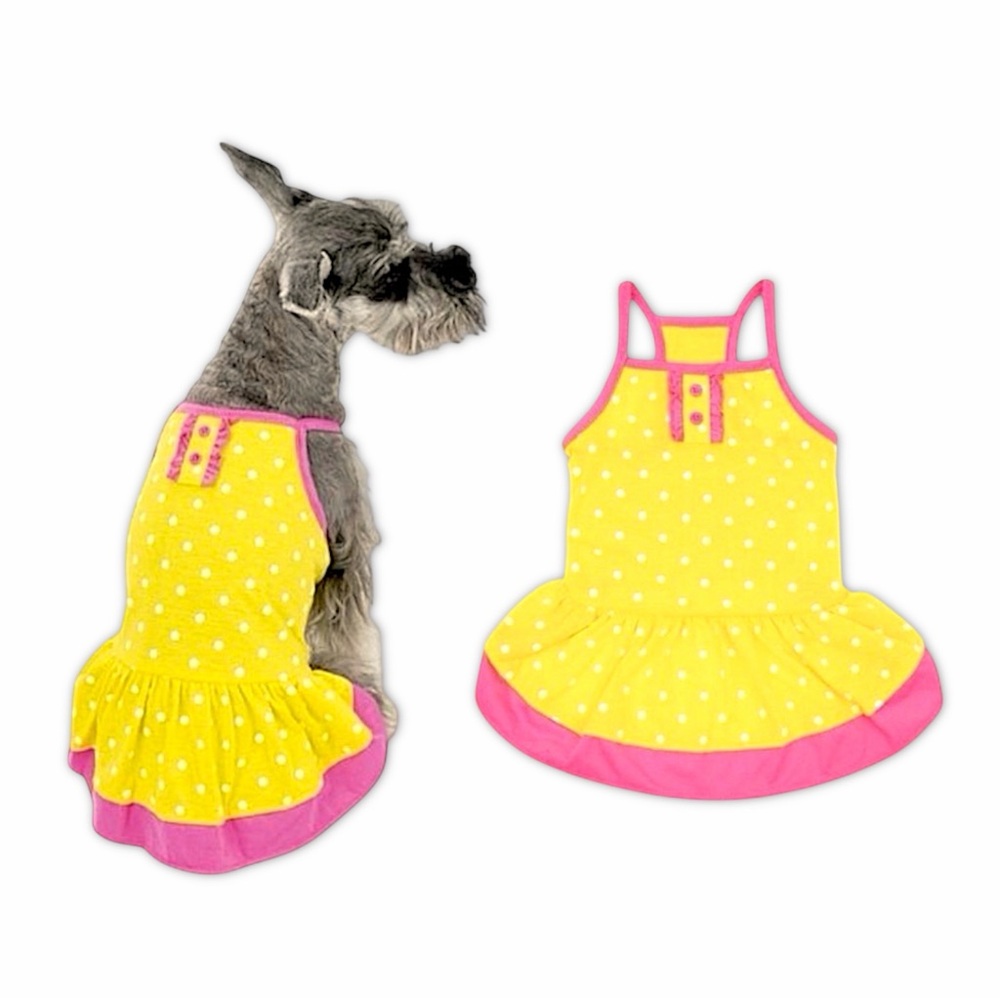 NWT Vibrant Life Yellow Polka Dot Dog Dress - Picture 9 of 12